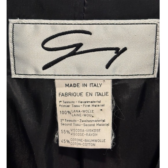 Vtg Genny Wool Blazer Jacket Womens 8 Black Open Front Designer Lined Made Italy - Picture 3 of 11